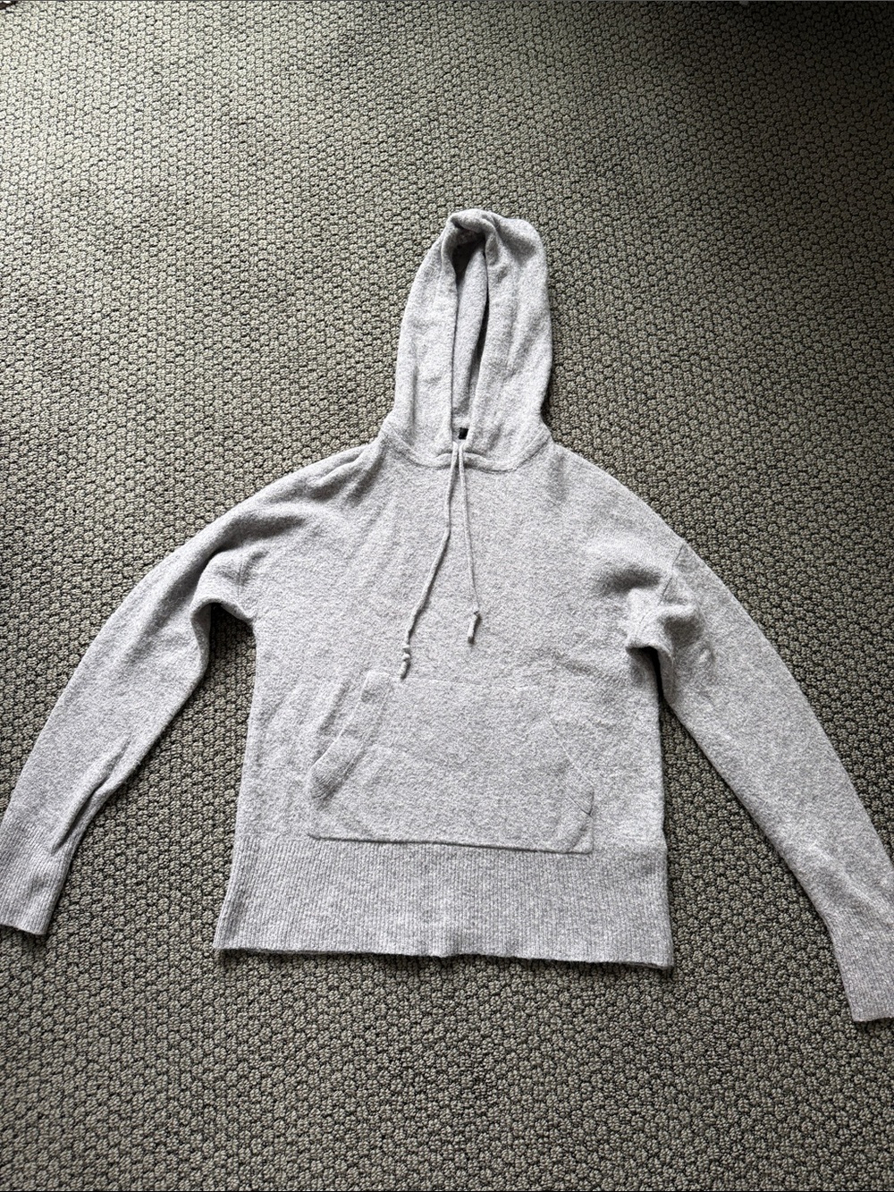 J. Crew Heather Gray Merino Wool and Alpaca Blend Knit Hooded Sweatshirt